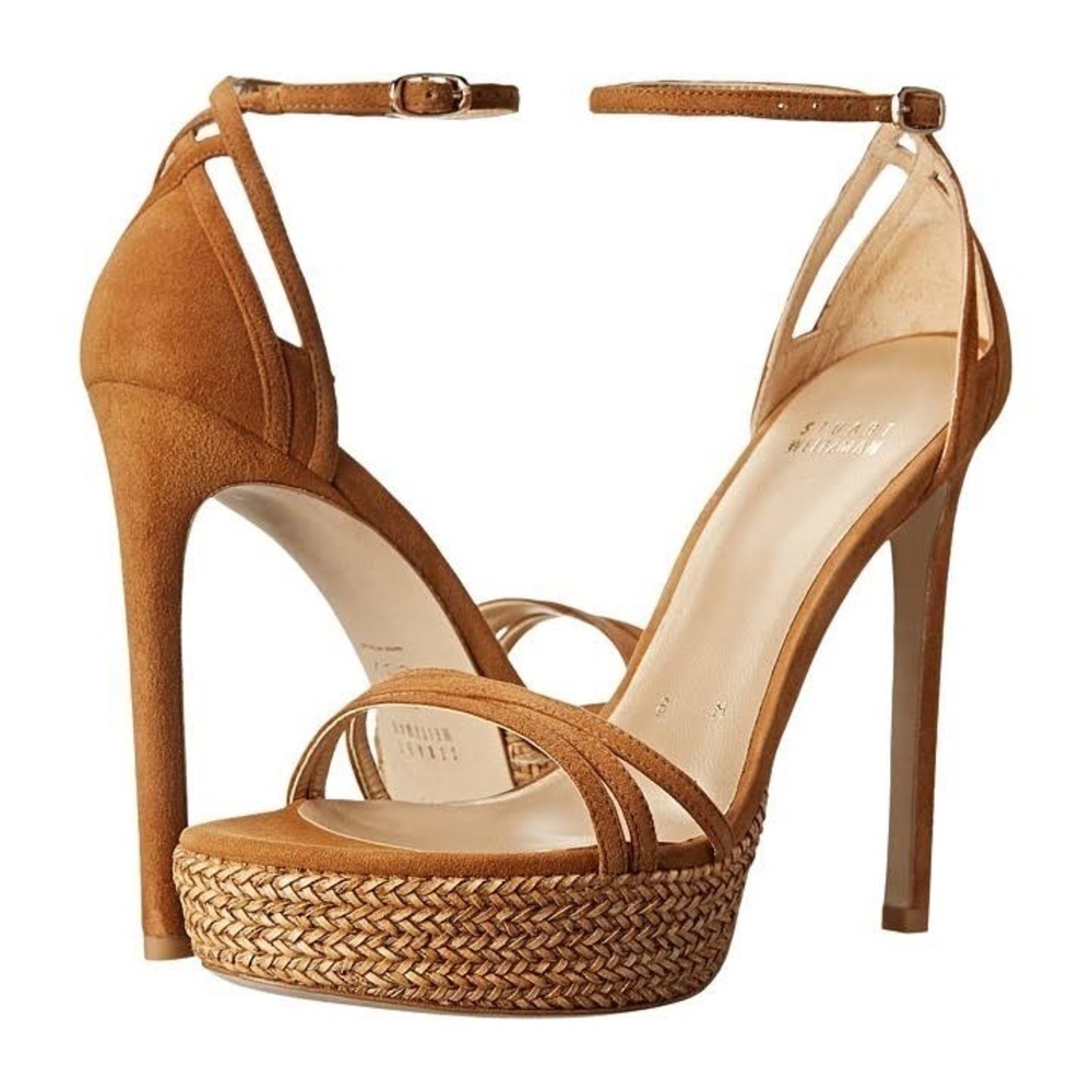 STUART Weitzman Whichway Camel Suede Platform Stiletto Heels Women’s Size 9.5